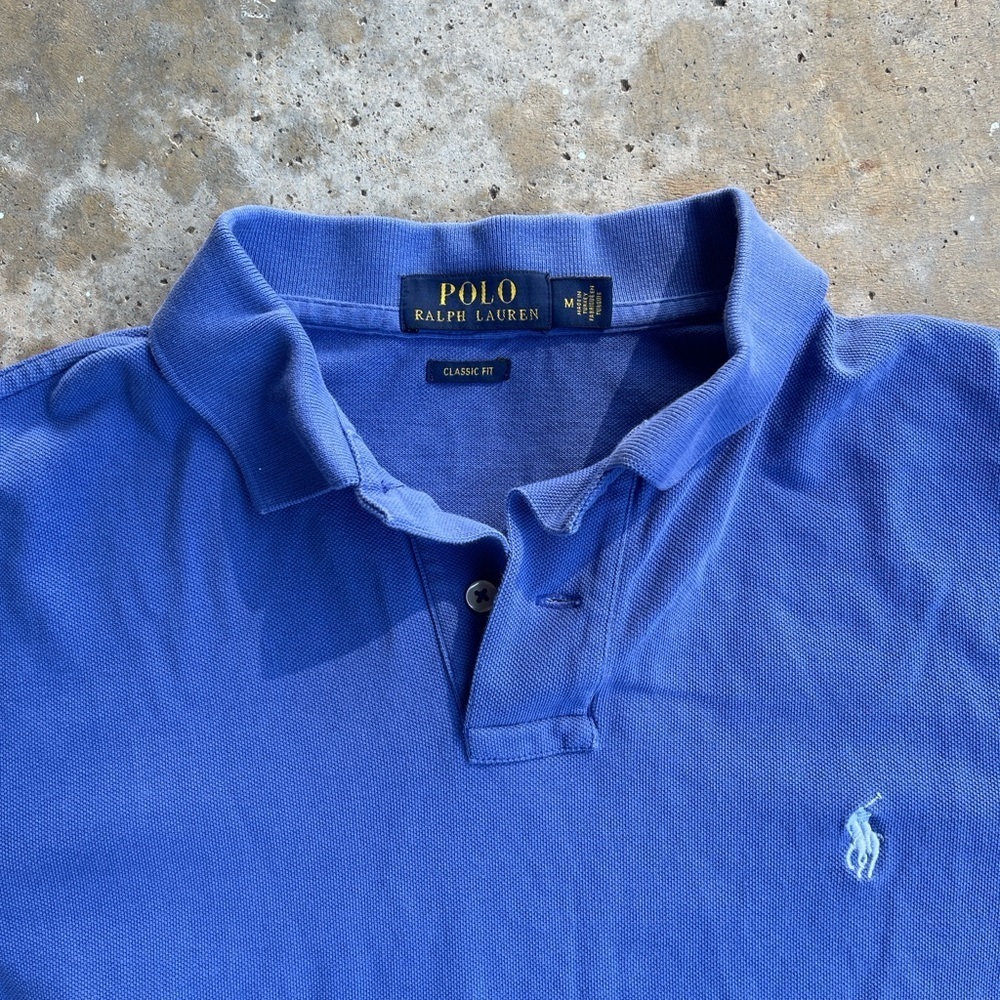 Men's Polo Ralph Lauren Polo Muscle Tee Size M Blue Logo, Made In Sri Lanka - Picture 2 of 5